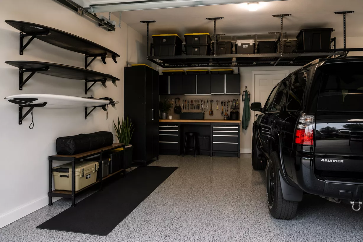 garage surfboard storage