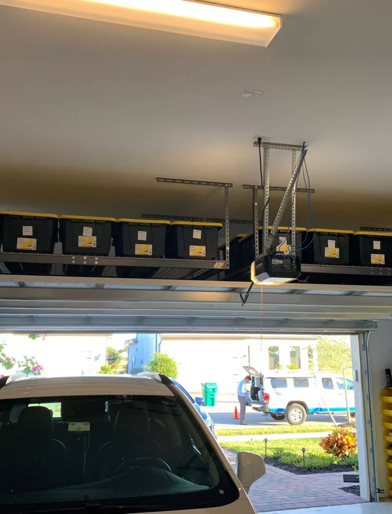Garage storage installation Florida - overhead racks by A&R Solutions