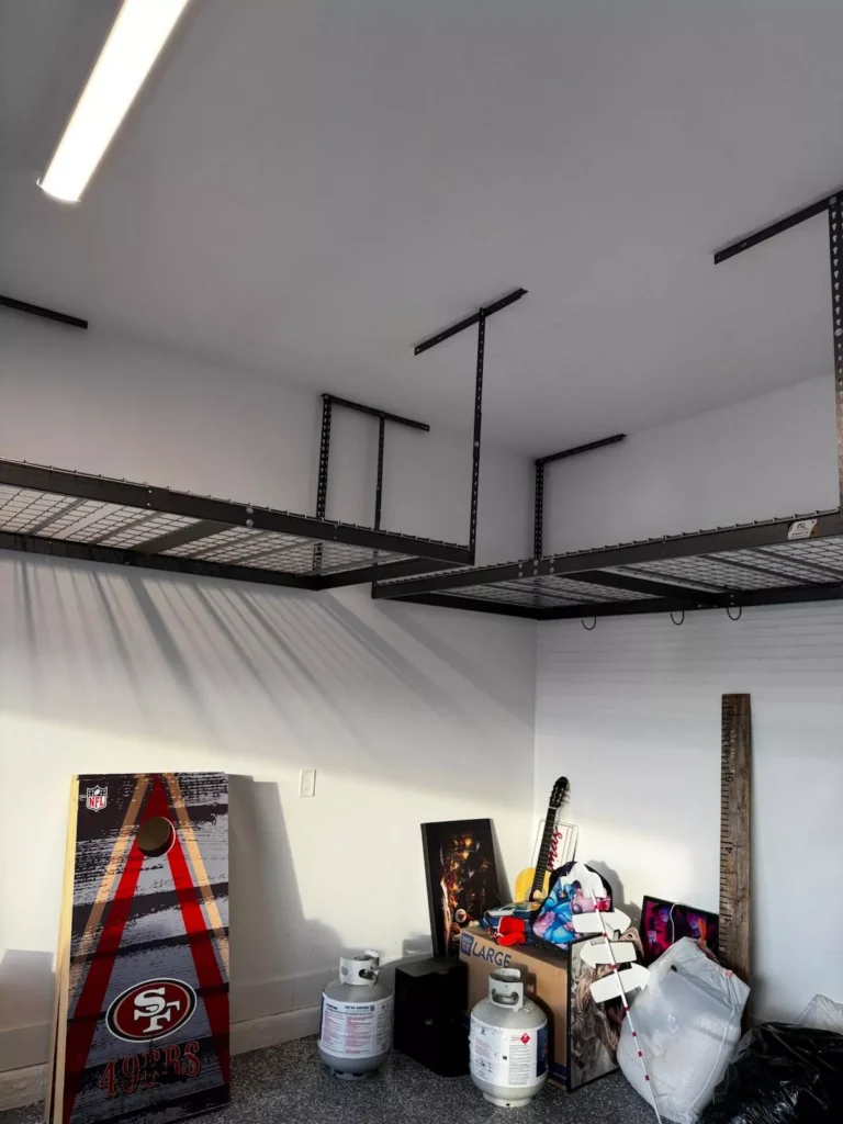 Overhead garage storage system installed in Naples Florida home