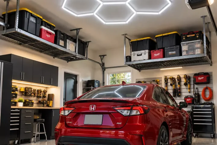 luces led hexagonales garaje